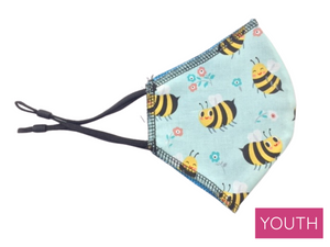 Youth Face Mask, Bumblebee Print