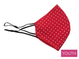 Youth Face Mask, Red Polka Dot