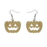 Pumpkin Glitter Resin Drop Earrings in Gold