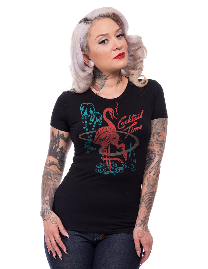 Cocktail Time Women's Tee in Black