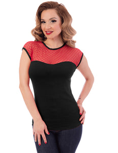 Hearts Only Top in Black/Red