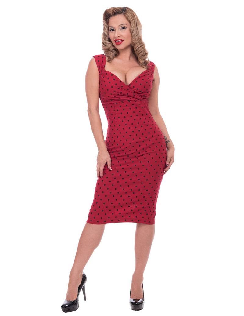 Red Polka Dot Wiggle Dress