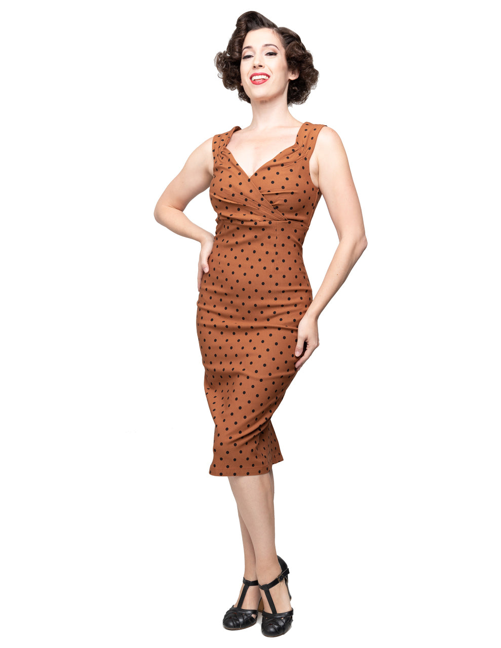 Shop Brown and Black Polka Dot Dress Steady Clothing