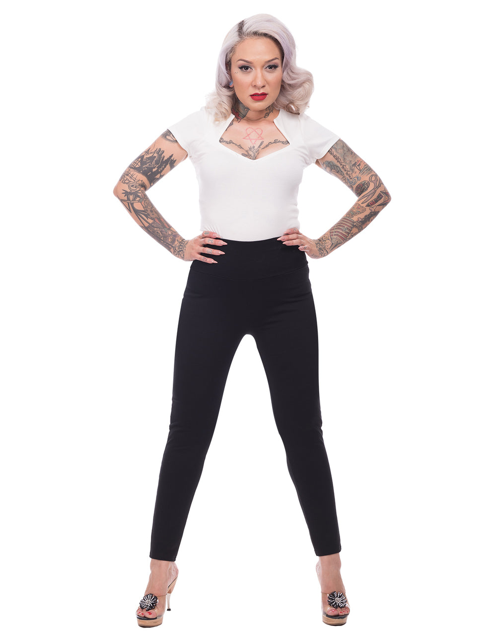 Shop Black High Waist Cigarette Pants Steady Clothing