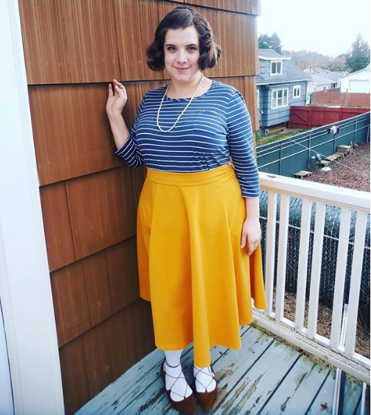 High waisted yellow skirt with pockets hot sale