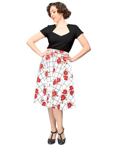 War of the Roses Thrills Skirt in Ivory/Red
