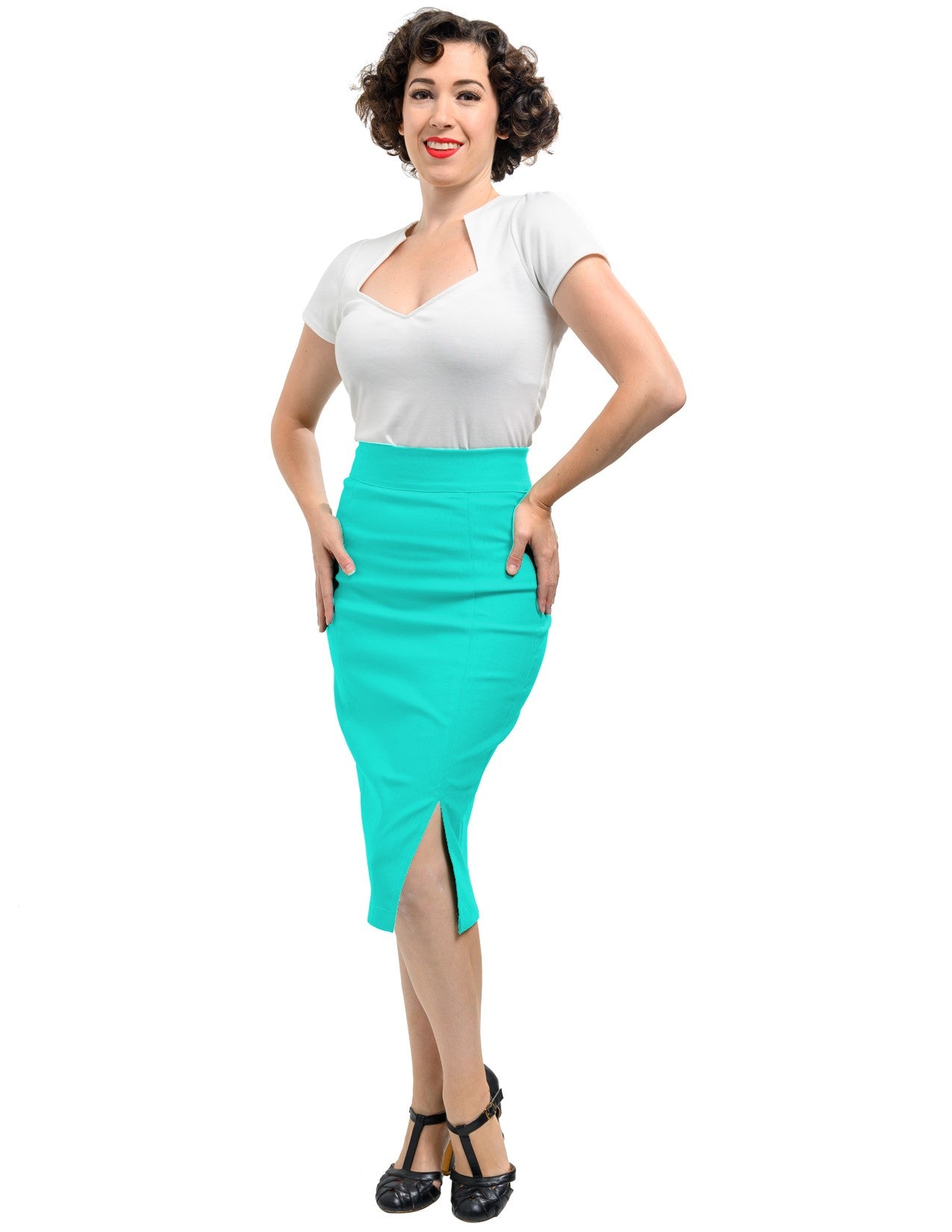 Mint green outlet pencil skirt