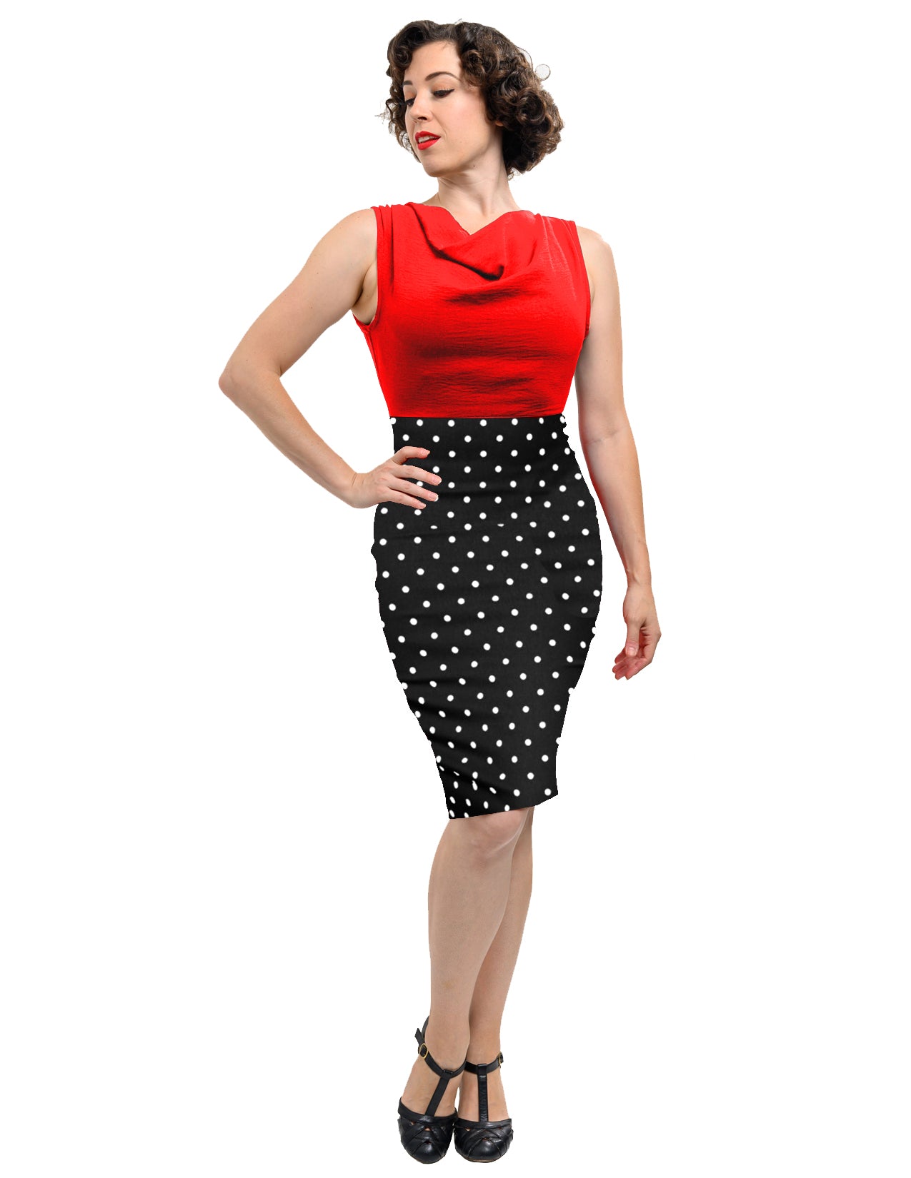 Shop Red and Black Two-Tone Dress