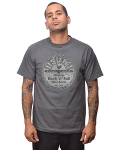 Sun Records Distressed Logo Men's Tee in Charcoal