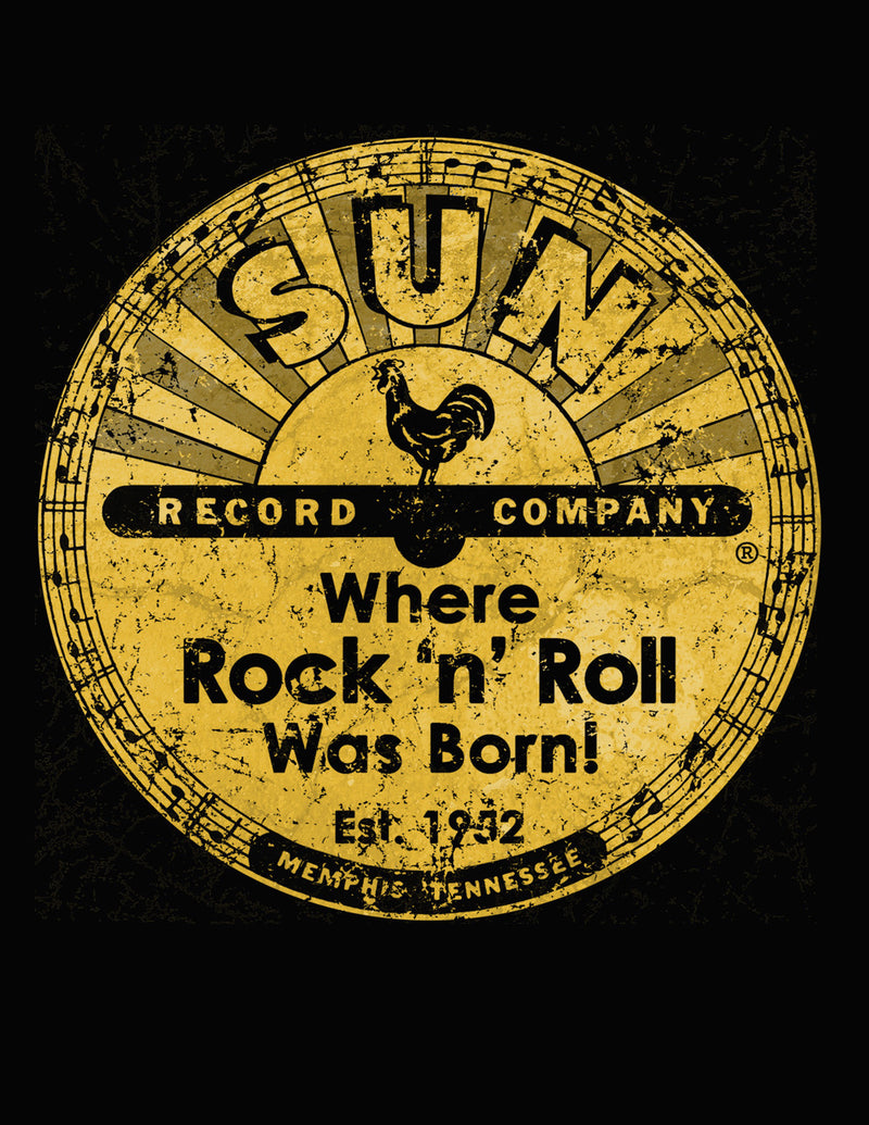 Sun Records Distressed Logo Men's Tee in Black