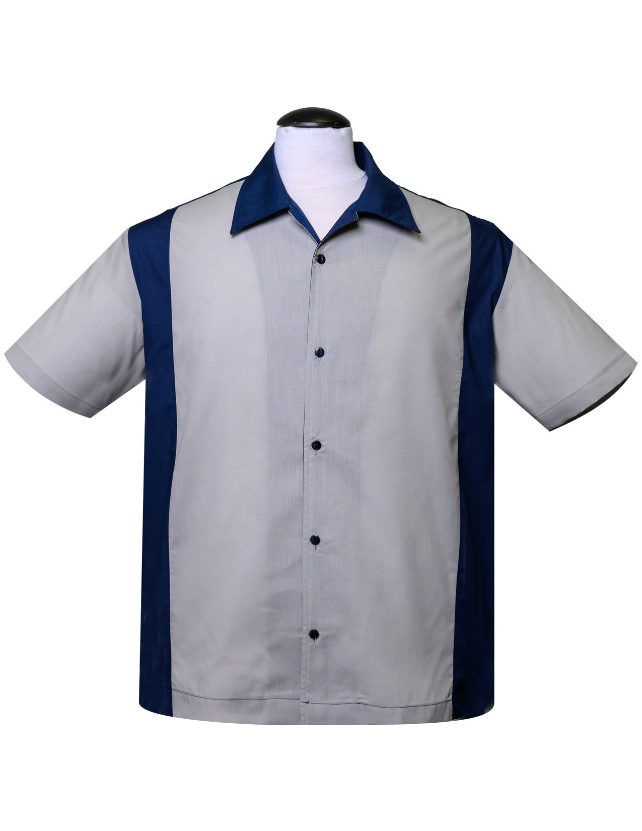 Poly Cotton Garage Shirt in Navy/Silver Small