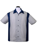 Poly Cotton Garage Shirt in Navy/Silver