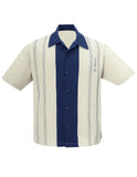 The Harper Bowling Shirt in Stone & Navy