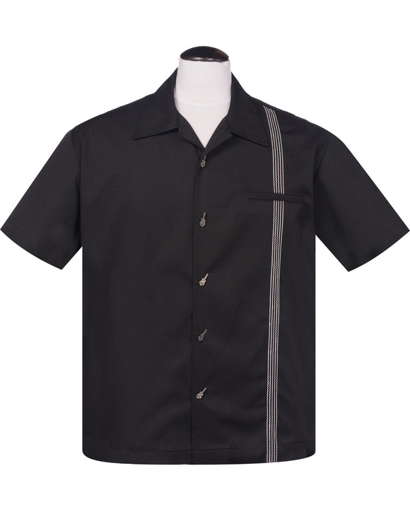 The Six String Bowling Shirt in Black