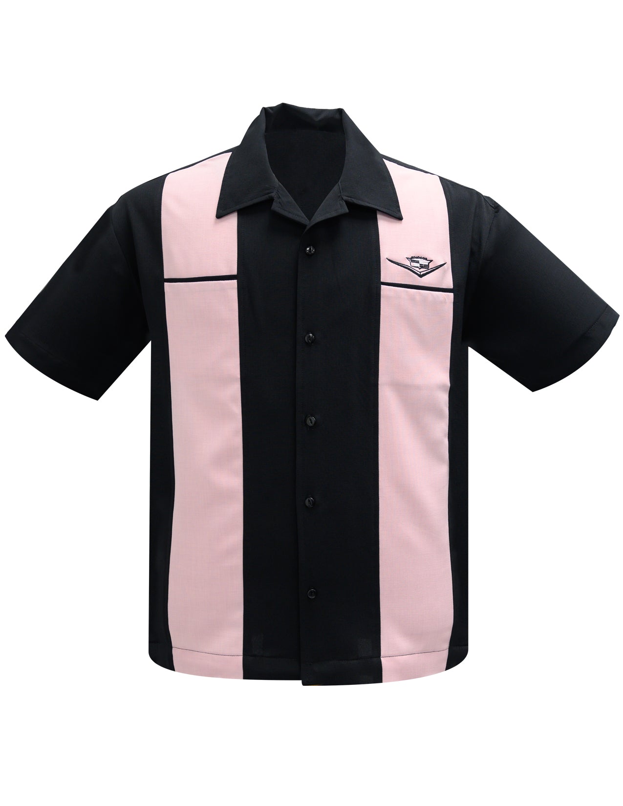 Black & Pink Button Down Bowling Shirt