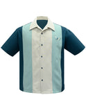 Atomic Mad Men Bowling Shirt in Teal/Mint/Stone