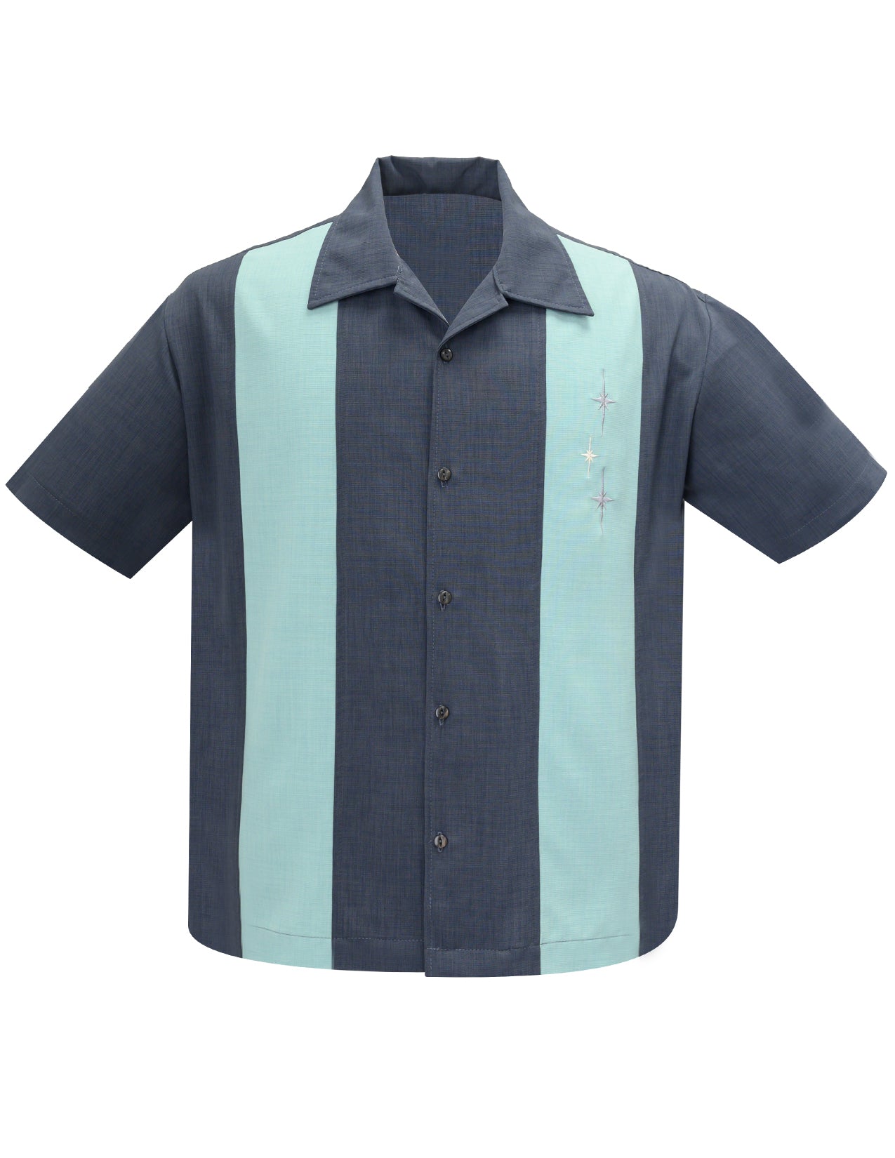 Three Star Panel Bowling Shirt in Charcoal
