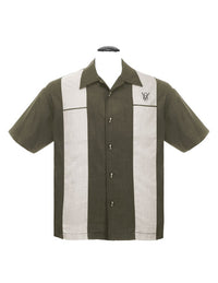 Classy Piston Bowling Shirt in Olive/Sage