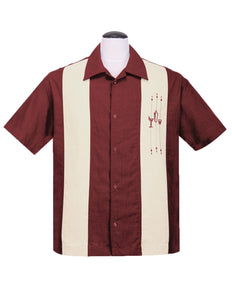 The Shake Down Bowling Shirt in Ruby/Cream