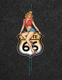Route 66 Pin-Up Panel Bowling Shirt in Red