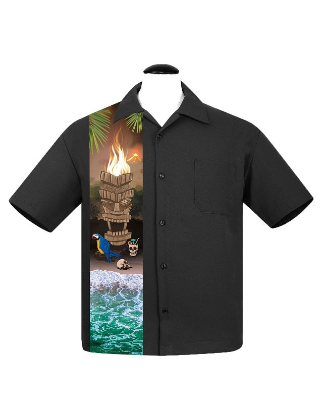 Cursed Island Bowling Shirt in Black