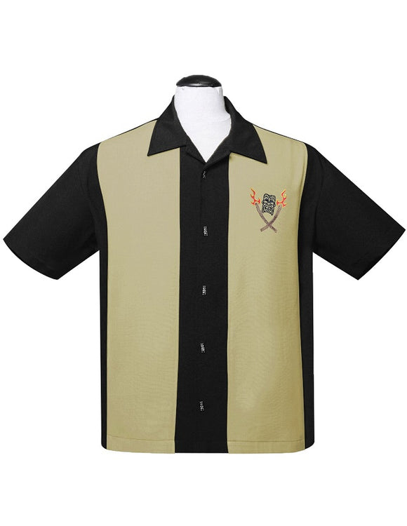 Tropical Itch Bowling Shirt in Black/Moss