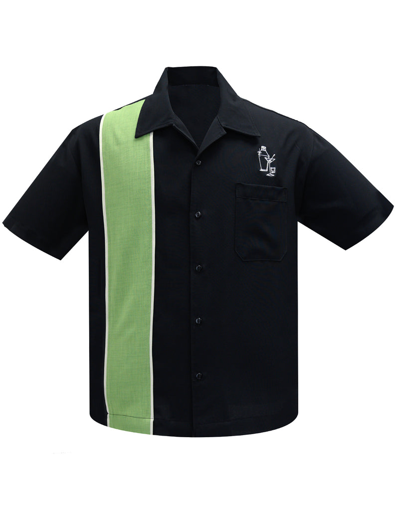 Palm Springs Cocktail Bowling Shirt in Black/Apple/Stone