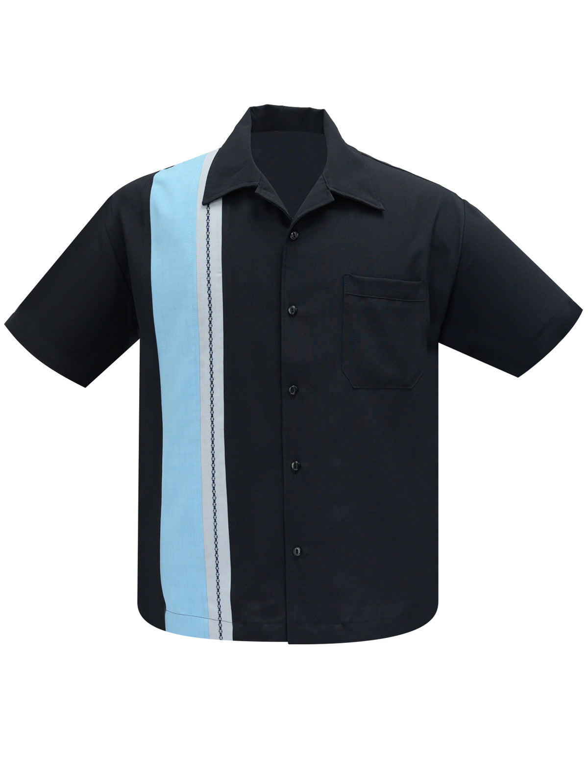 Shop The Charles Bowling Shirt in Black/Aqua/Silver | Steady Clothing Shop The Charles Bowling Shirt in Black/Aqua/Silver | Steady Clothing