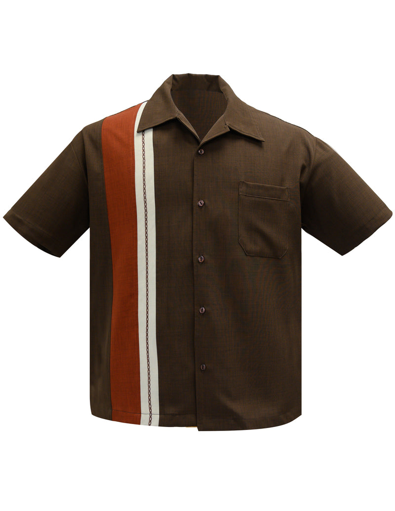 The Charles Bowling Shirt in Brown/Rust/Stone