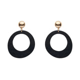 Textured Marble Resin Circle Drop Earrings in Black