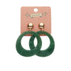 Textured Marble Resin Circle Drop Earrings in Green