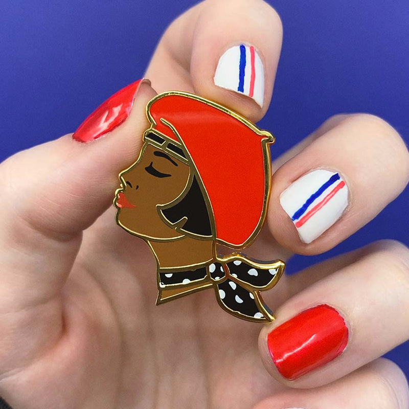 Tres Chic Enamel Pin in Red