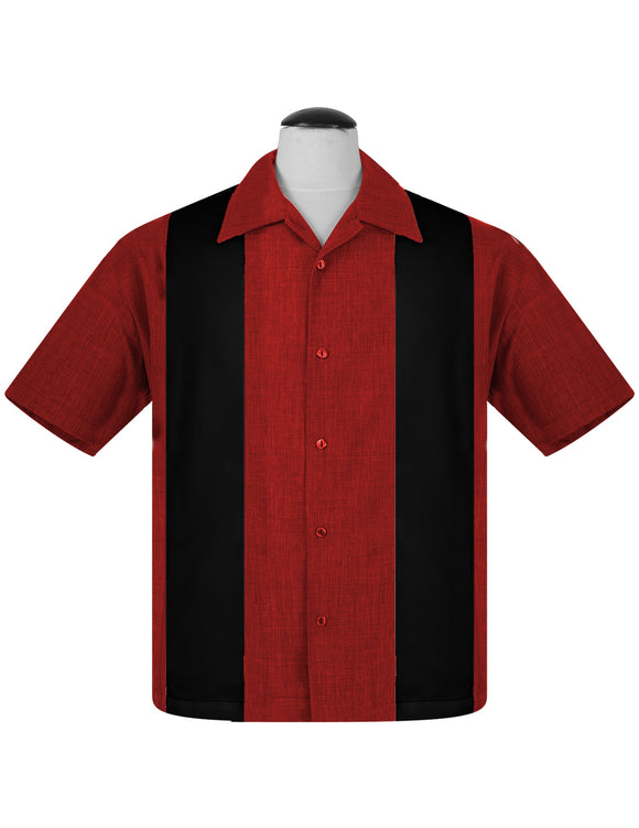 PopCheck Double Panel Bowling Shirt in Red/Black