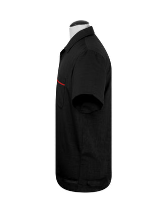 PopCheck Single Panel Bowling Shirt in Black/Red