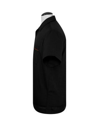 PopCheck Single Panel Bowling Shirt in Black/Rust