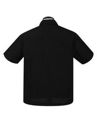 PopCheck Single Panel Bowling Shirt in Black/Red