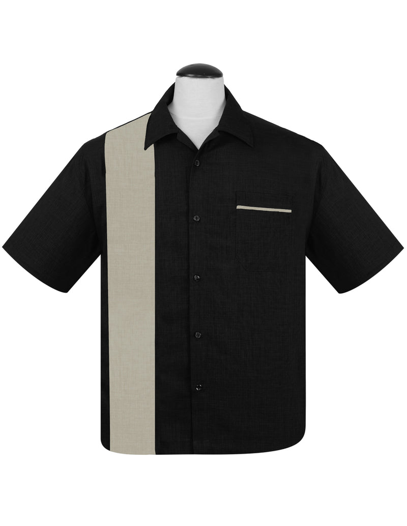 PopCheck Single Panel Bowling Shirt in Black/Sage